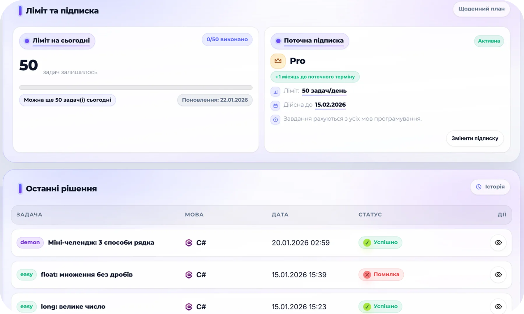 Екран навчального прогресу студента Cybox Academy